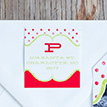 Polka Dots and Fancy Frame Holiday Photo Hangtag Printable Card - Red & Lime